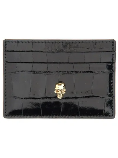 Alexander Mcqueen Card Holder Skull In Black