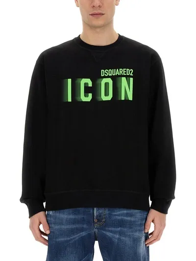 Dsquared2 Icon Printed Crewneck Sweatshirt In Black