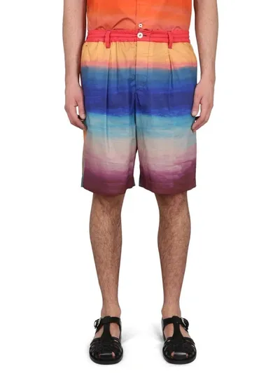 Marni Cotton Bermuda Shorts In Multicolor