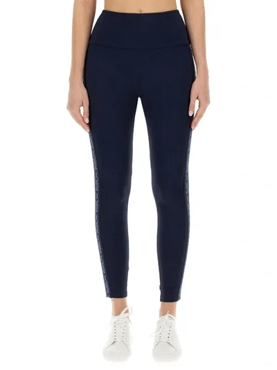 Michael Michael Kors Side Striped Leggings In Blue