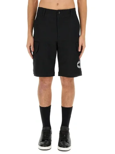 Moschino Logo Printed Bermuda Shorts In Black