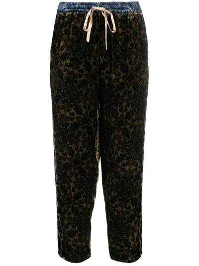 Pierre-louis Mascia Printed Silk Blend Trousers In Brown