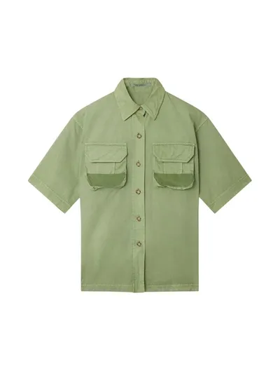 Stella Mccartney Organic Cotton Utility Shirt In Green