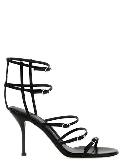 Alexander Mcqueen Strap Leather Sandals In Black