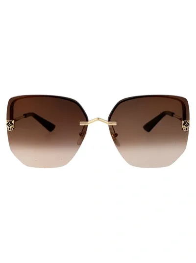 Cartier Sunglasses In 002 Gold Gold Brown