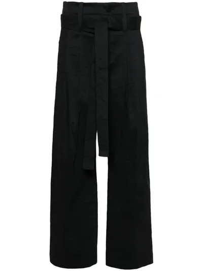 Issey Miyake Shaped Membrane Wide-leg Trousers In Black