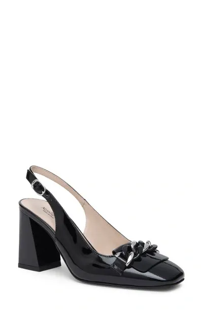 Nerogiardini Patent Chain Slingback Pumps In Black