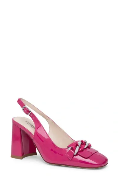 Nerogiardini Patent Chain Slingback Pumps In Pink