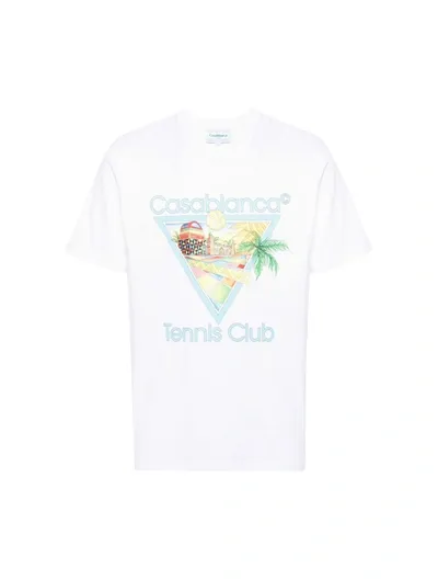 Casablanca Printed Tennis Club Afro Cubism Logo T-shirt In White