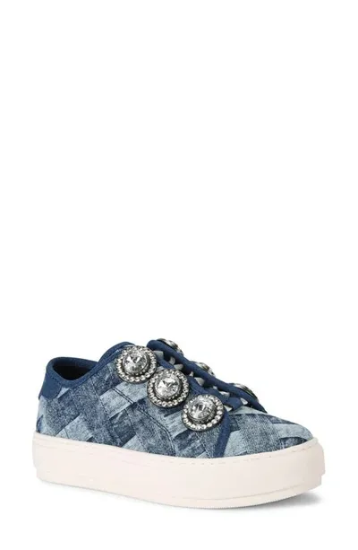 Kurt Geiger Women's Laney Octavia Embellished Platform Sneakers In Navy