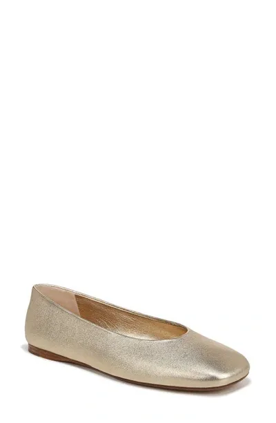 Vince Leah Metallic Square-toe Ballerina Flats In Champagne