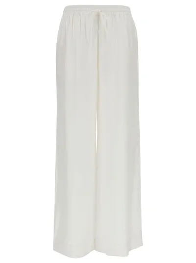 P.a.r.o.s.h White Loose Pants With Drawstring In Silk Woman