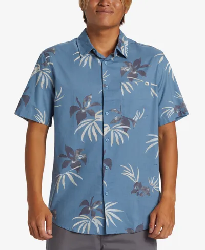 Quiksilver Men's Apero Classic Short Sleeve Button Down Shirt In Blue Shadow Aop Mix Bag