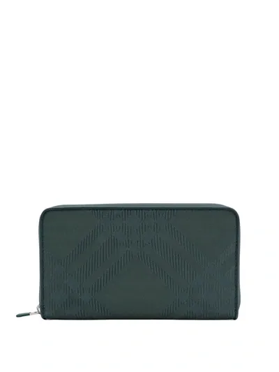 Burberry Coated Canvas Wallet With Check Motif