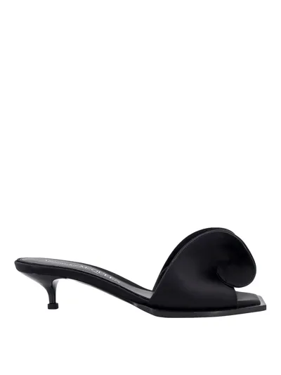 Alexander Mcqueen Satin Sandals In Black