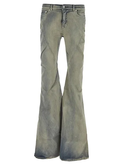 Rick Owens Drkshdw Bias Bootcut Pants In Blue