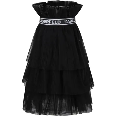 Karl Lagerfeld Kids' Multi-layered Tulle Midi Skirt In Black