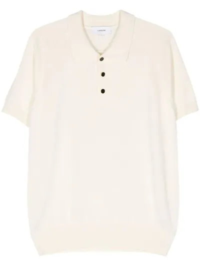 Lardini Fine-knit Polo Shirt In Cream