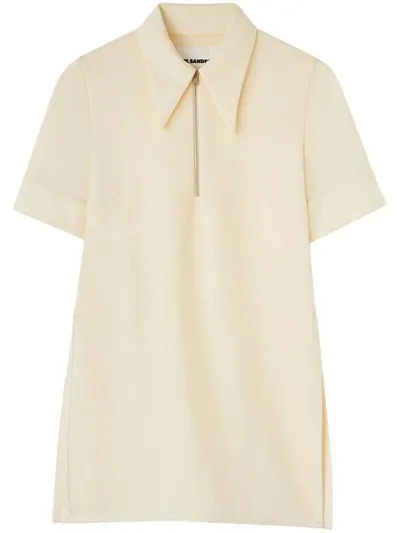 Jil Sander Straight-point Collar Zip-fastening T-shirt In White