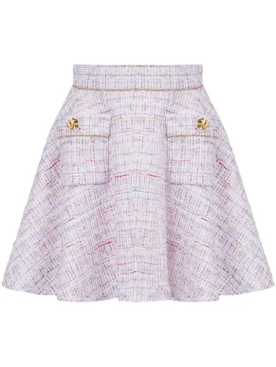 Nina Ricci Tweed Skater Miniskirt In Pink