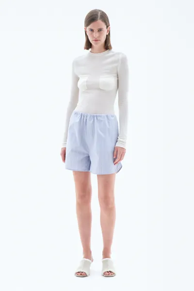 Filippa K Striped Drawstring Shorts In Blue