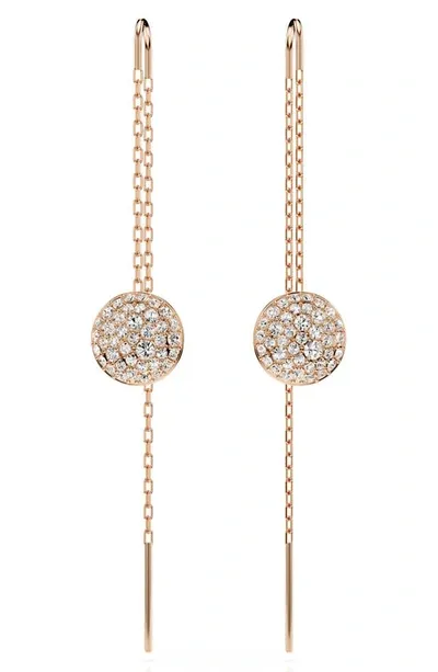 Swarovski White, Rhodium Plated Or Rose-gold Tone Meteora Drop Earrings In Rose Gold Tone