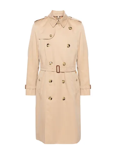 Burberry Heritage Kensington Belted Trench Coat In Nude & Neutrals