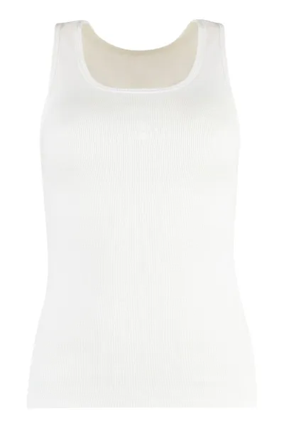 Mm6 Maison Margiela Off White Layered-detail Tank Top