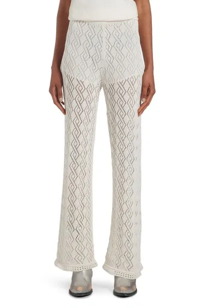 Golden Goose Open Stitch Wide Leg Pants In Ecru