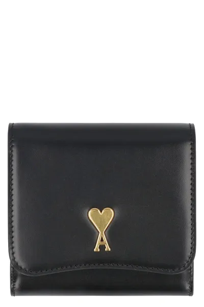 Ami Alexandre Mattiussi Paris Paris Leather Wallet In Black