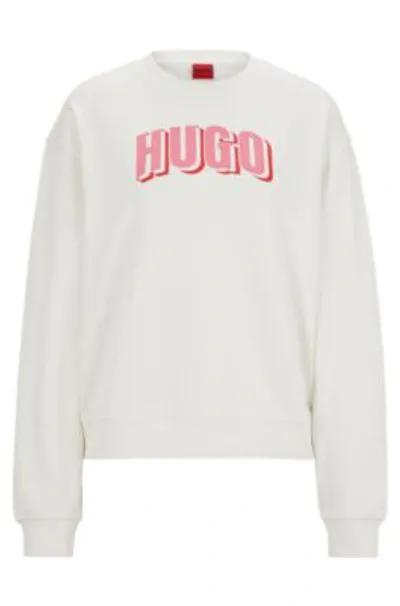 Hugo Oversize-fit Sweatshirt In French Terry With Seasonal Artwork In White