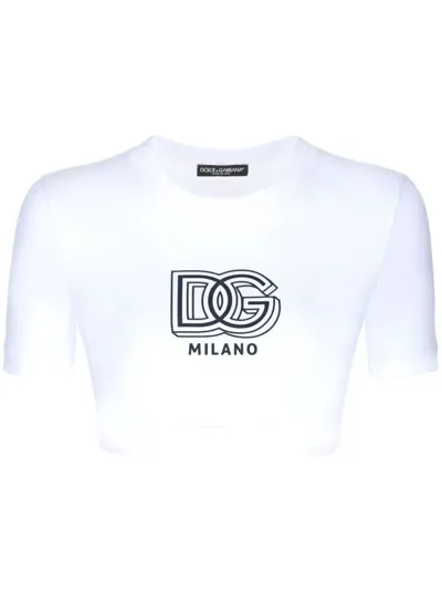 Dolce & Gabbana Logo-print Cotton-blend T-shirt In White