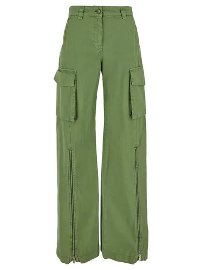 Stella Mccartney Organic Cotton Cargo Trousers In Green