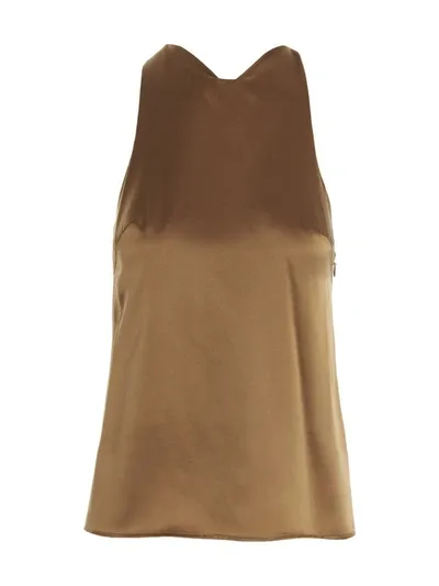 Loulou Studio Estor Twist-detail Silk Tank Top In Brown