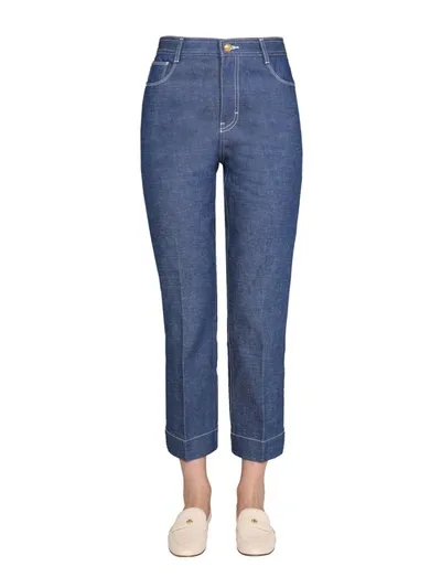 Tory Burch Wide Leg Jeans In Blue