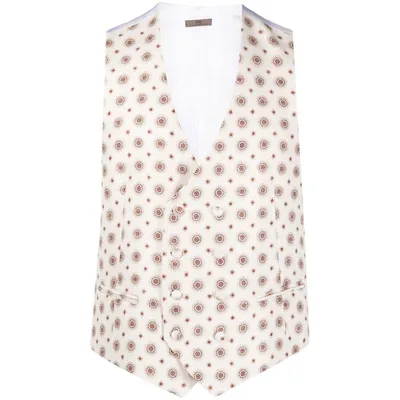 Lady Anne Graphic-print Silk Waistcoat In White