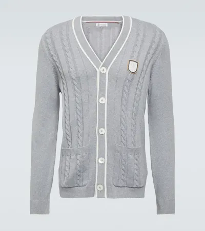 Brunello Cucinelli Cotton Cardigan In Grey