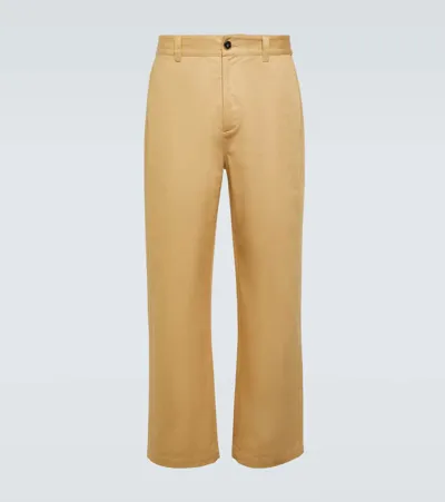 Marni Cotton Gabardine Straight Pants In Neutrals