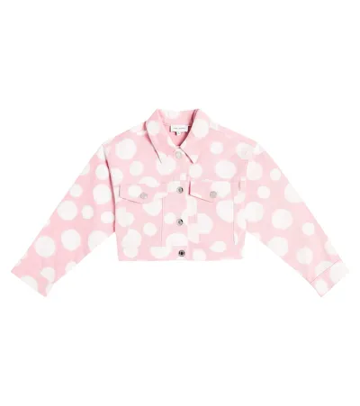 Marc Jacobs Kids' Polka-dot Denim Jacket In Pink