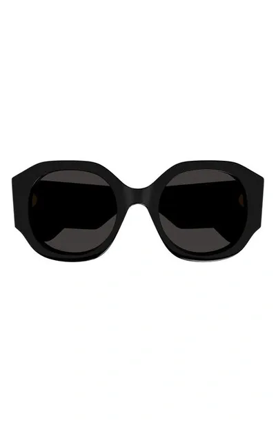 Chloé Logo Acetate Round Sunglasses In Black Grey