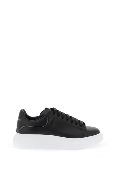 Alexander Mcqueen Black Sneakers With Embossed Logo On Tonal Stitching In Leather Man