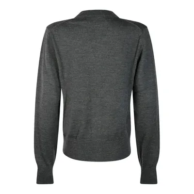 Ami Alexandre Mattiussi Red Adc Wool Crewneck Sweater In Grey