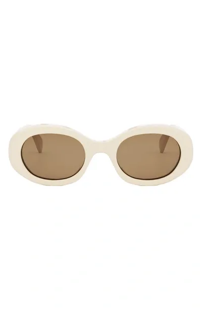 Celine Triomphe Acetate Oval Sunglasses In Bone Brown