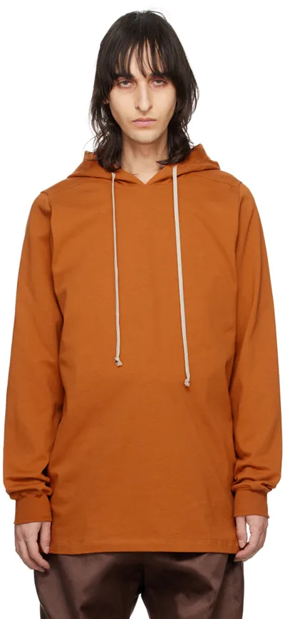 Rick Owens Orange Drawstring Hoodie In 53 Clay