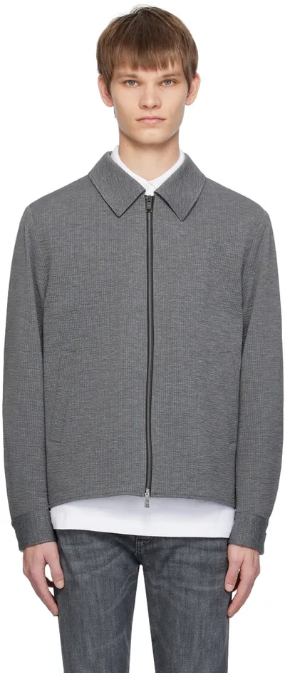 Hugo Boss Gray Spread Collar Jacket In 041-silver