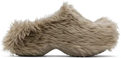 Balenciaga Taupe Crocs Edition Fake Fur Mules In 2020 Mink