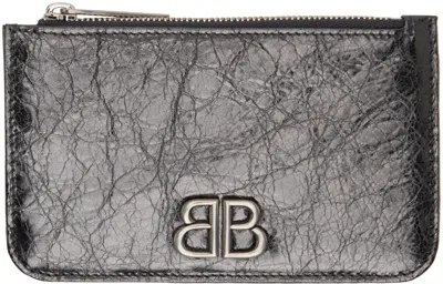 Balenciaga Gunmetal Monaco Long Coin & Card Holder In 1314 Steel Grey