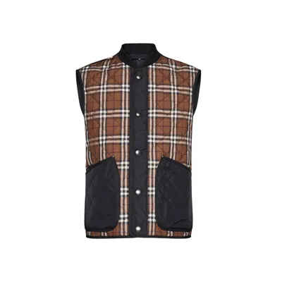 Burberry Weaverton Check Gilet In Brown