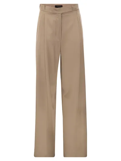 Max Mara Fiesta - Silk Flare Trousers In Beige