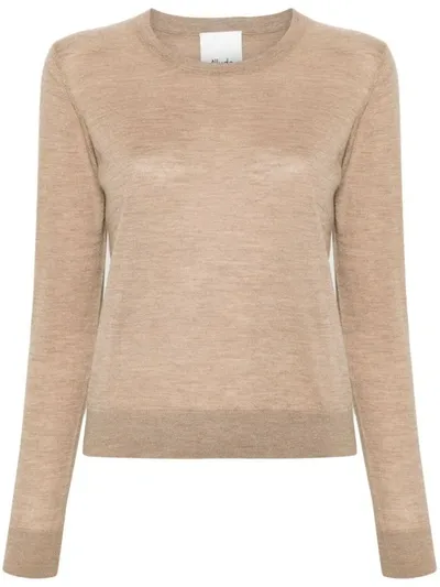 Allude Crew-neck Cashmere Cropped Jumper In Beige